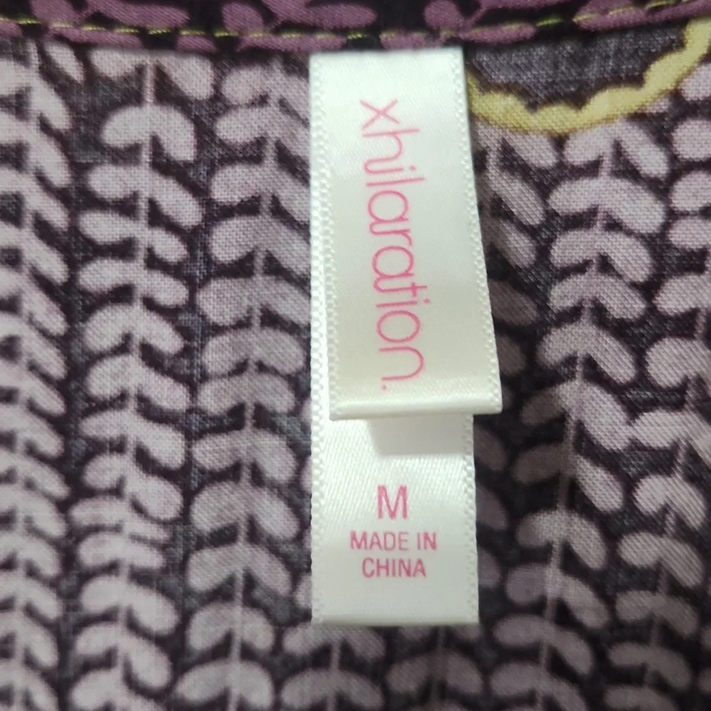 Women's Xhilaration Floral Print Dress Purple And Olive Green Size Medium - Picture 2 of 10